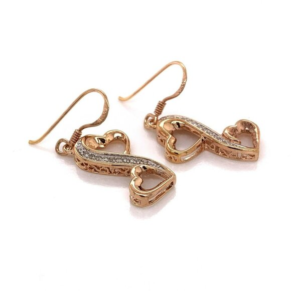 3 PC Sterling w/ Rose Gold Plate & .18ctw Diamond Heart Necklace/Earrings 134 - Picture 9 of 10